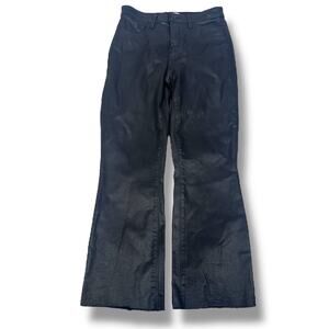 L'Agence Kendra Coated High Rise Cropped Flare Jeans Women’s 26 Black Frayed Hem